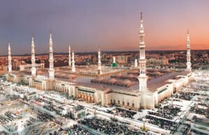 **ALT Text (using focus keyphrase):** **"Al-Masjid an-Nabawi in Madinah showcasing Umrah Pilgrim Transport Facilities for convenient and comfortable pilgrim travel."**