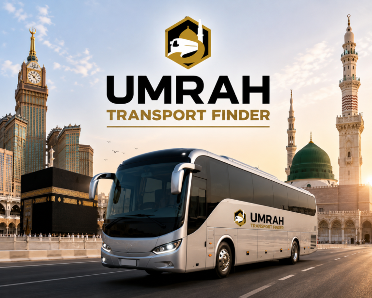 Umrah Transport bus outside Kaaba and Masjid Nabawi in Makkah Madinah